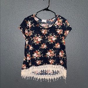 Floral Lace Hem Top